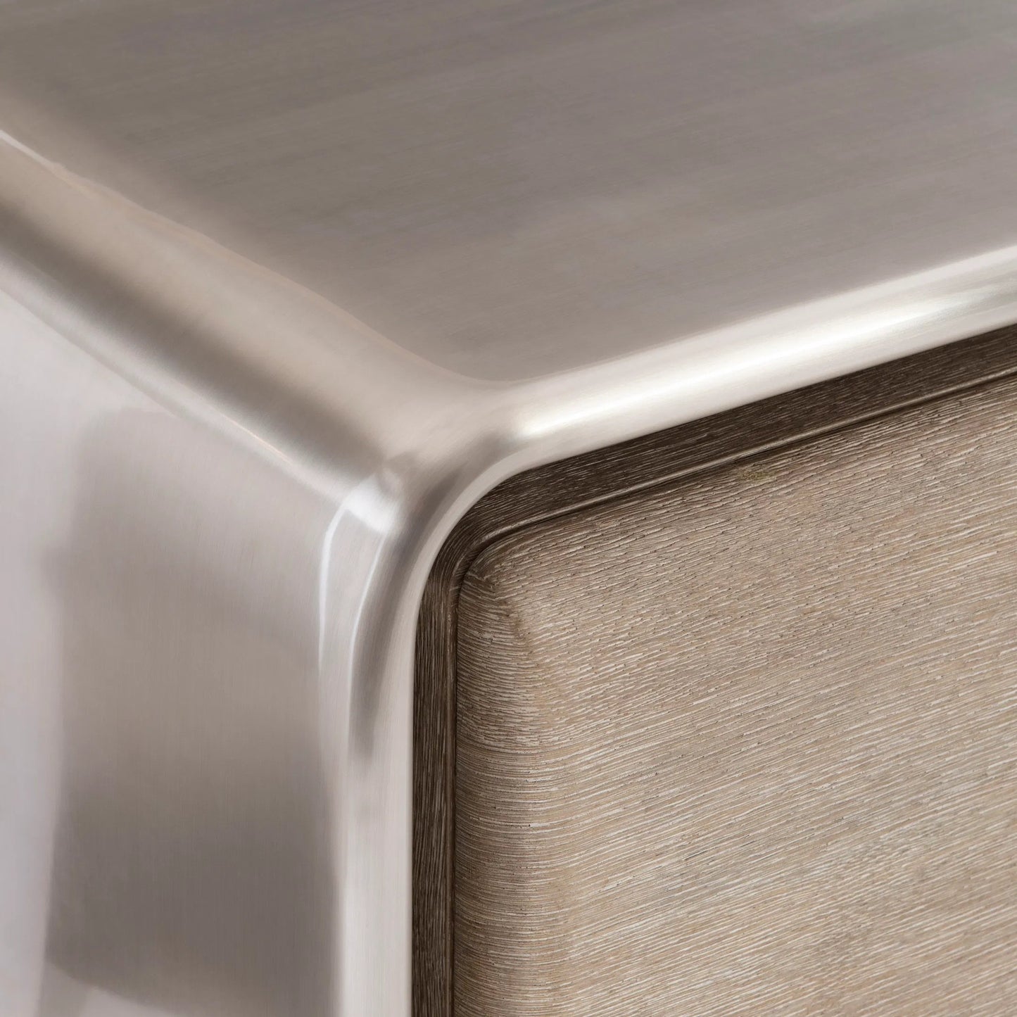 005 SI-2513395 | Closeup | Lomond Buffet by Bernhardt in tarnished nickel, trevin. Made from metal, wood in a modern style.