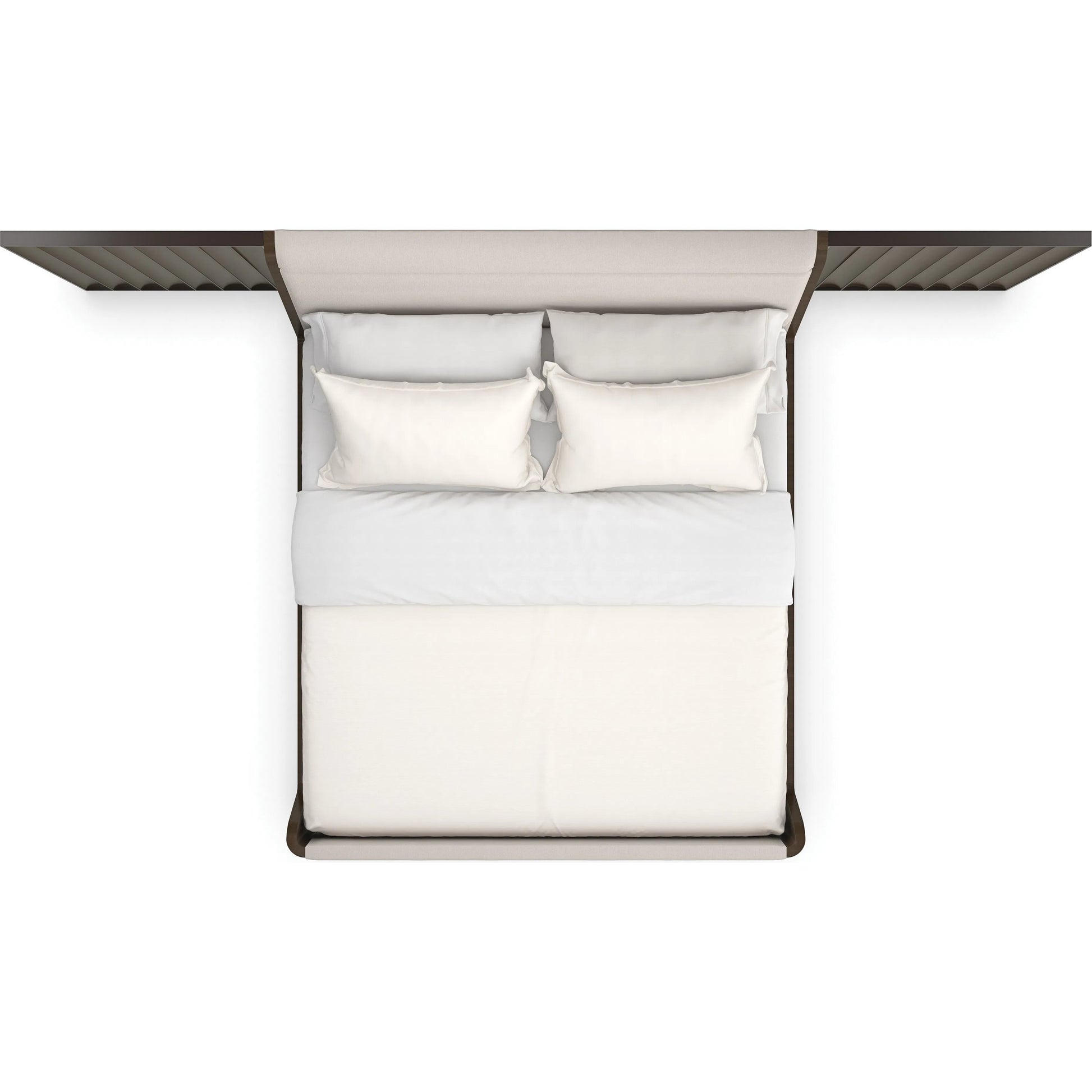 Slow Wave Qn/Kg Bed Wing Panels by Caracole in dark chocolate. Made from poplar, dyed tupelo in a unique style.