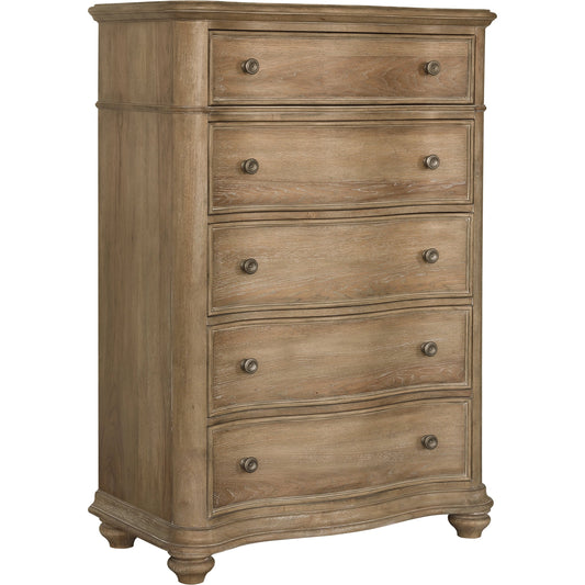 Weston Hills Chest by Pulaski Furniture in flax seed. Made from hardwood solids, hickory veneers in a traditional style.