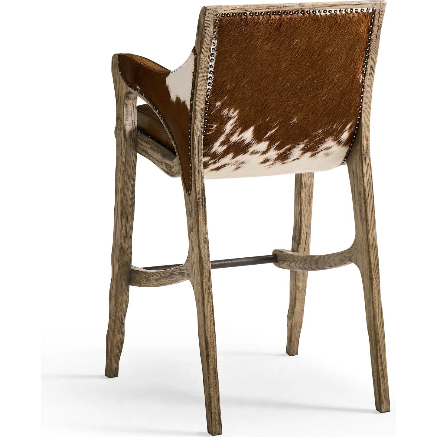003 SI-2462584 | Additional Silo | Echo Canyon Leather & Hide Bar Stool by Jonathan Charles in faded oak. Made from oak in a traditional style.