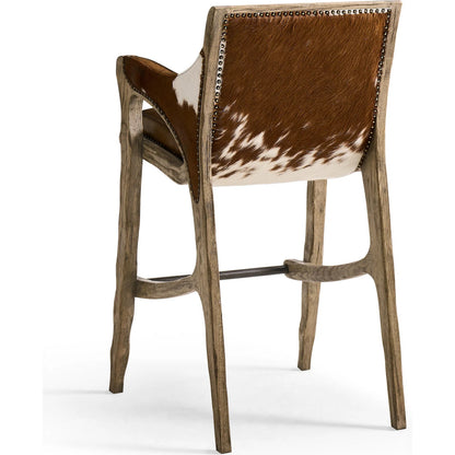 Echo Canyon Leather & Hide Bar Stool by Jonathan Charles in faded oak. Made from oak in a traditional style.