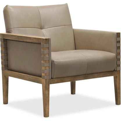 Carverdale Club Chair by Hooker Furniture in grey and maddie gray. Made from leather in a modern style.