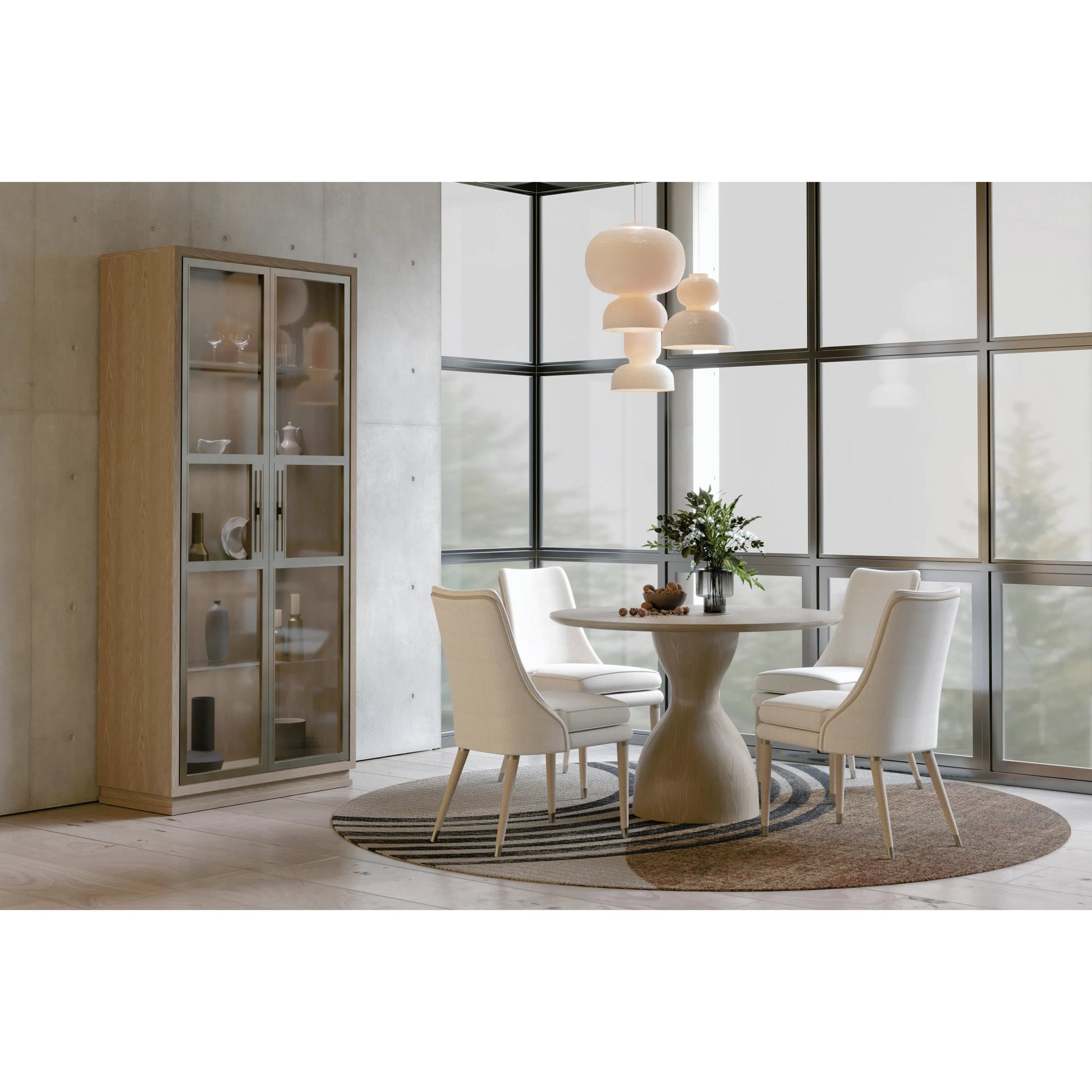 Water Shoal Linen & Grasscloth Host Chair by Jonathan Charles in grasscloth, performance linen. Made from hardwood solids, foam, fabric, grass cloth, brass in a transitional style.
