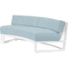 Newport Outdoor Curved Sofa by Sunset West in whites/creams/beiges. Made from aluminum in a modern style.