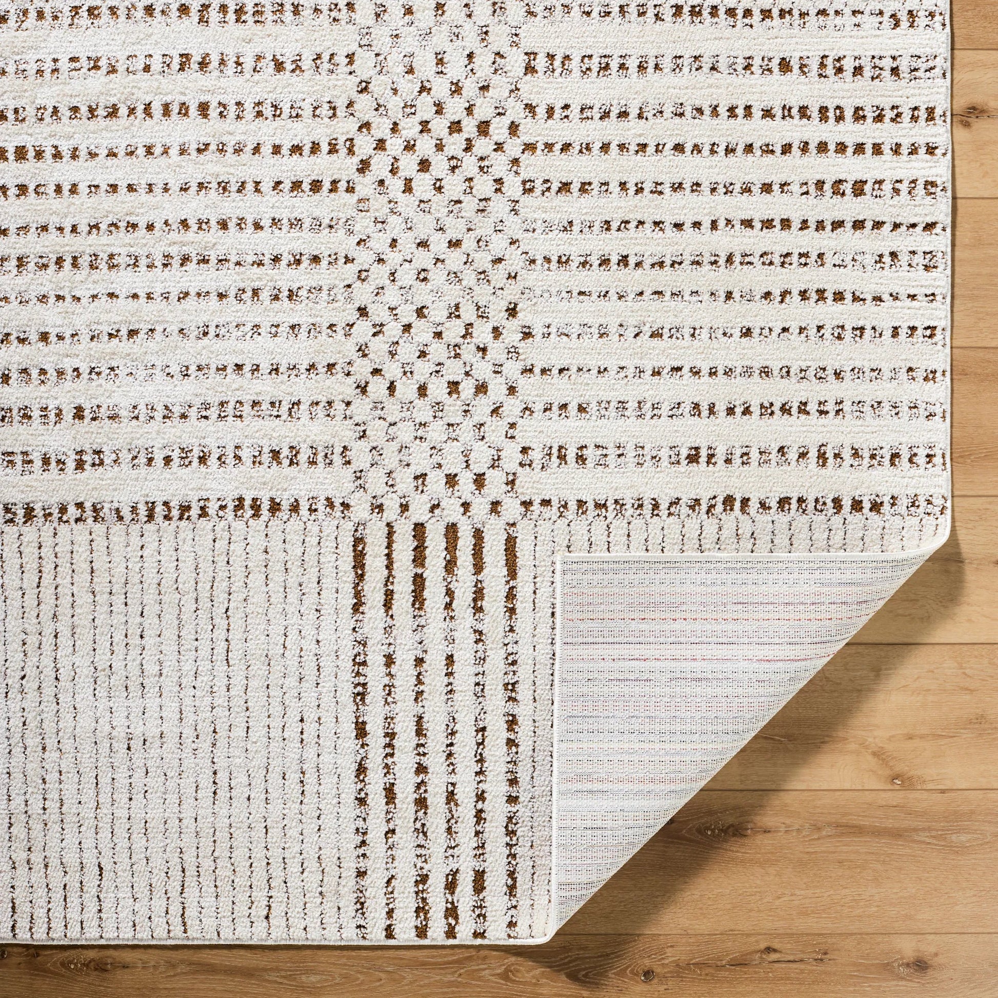 Architect GAAR-2303 Rug by Galey Alix x Livabliss in ivory, dark brown. Made from polyester in a unique style.