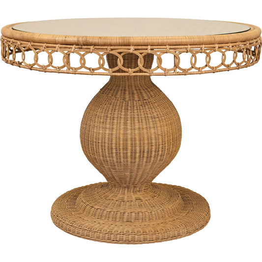 Gabrielle Round Diameter Pedestal Dining Table by Worlds Away in woven rattan. Made from unique in a unique style.