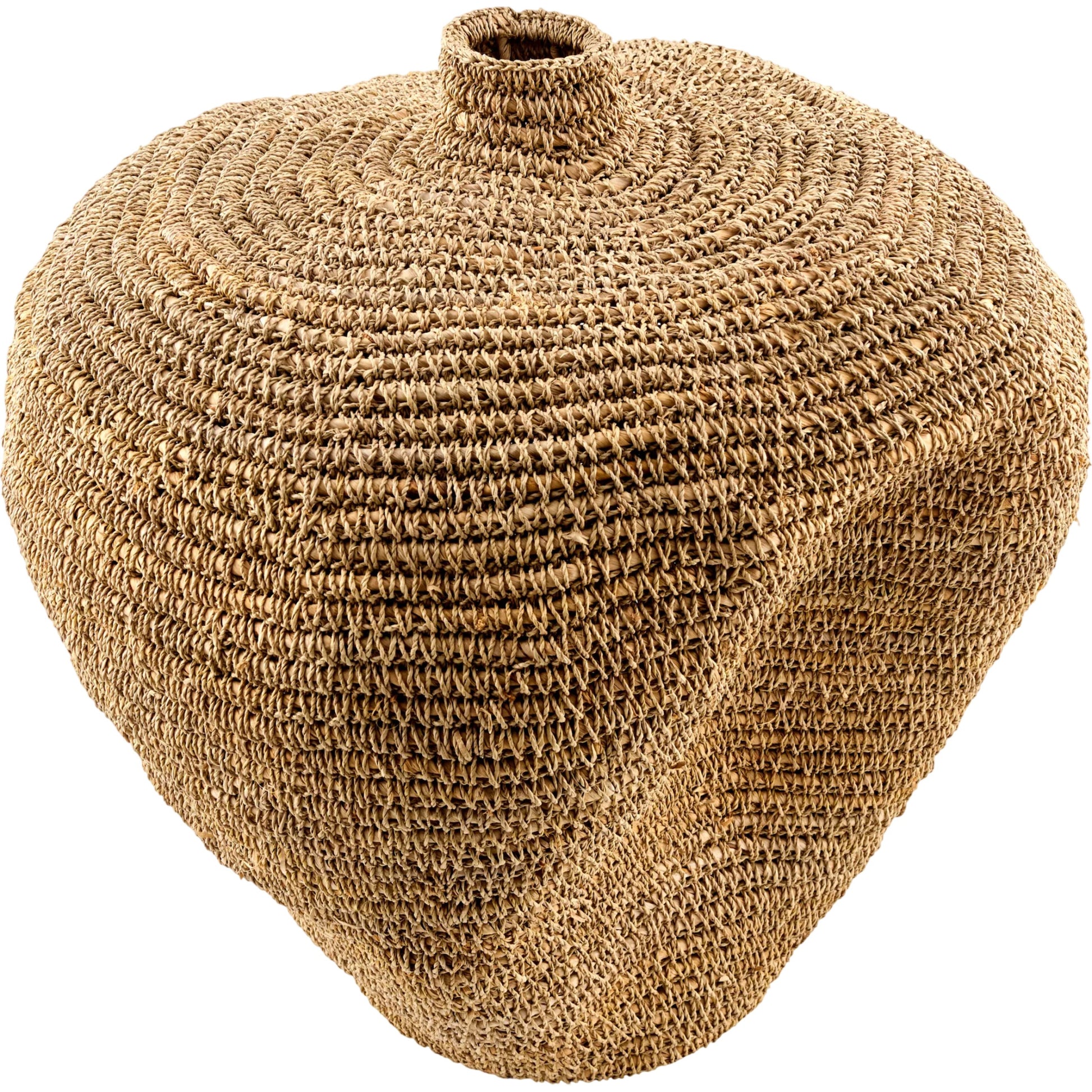 Chiya Vase by Galey Alix x Livabliss in powder coated. Made from seagrass, iron in a unique style.