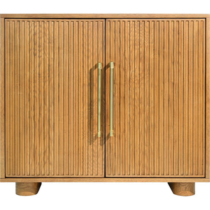 Charlye Cabinet by Livabliss in top: brown; base: brown and natural, lacquered. Made from ash wood veneer, plywood, rubber wood in a transitional style.