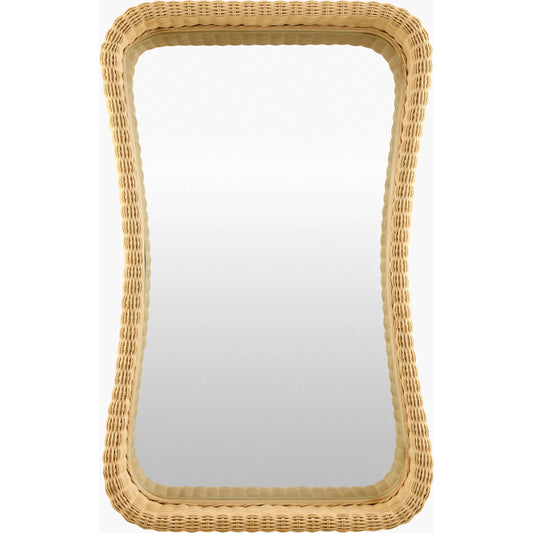 Currington Accent Mirror by Galey Alix x Livabliss in natural and lacquered. Made from rattan in a unique style.