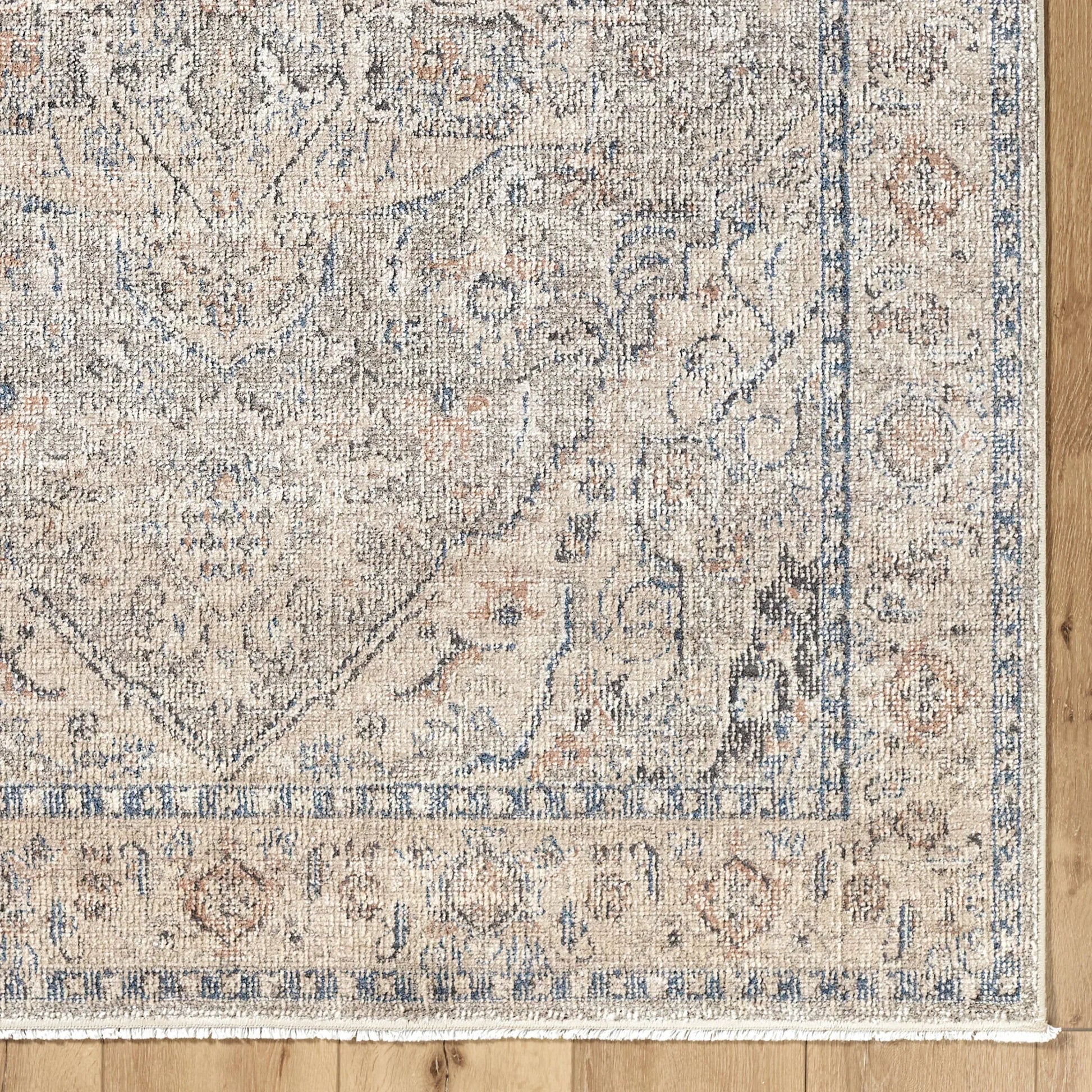Maria Elena GADA-2300 Rug by Galey Alix x Livabliss in taupe, beige, dark blue, brown. Made from polyester in a unique style.