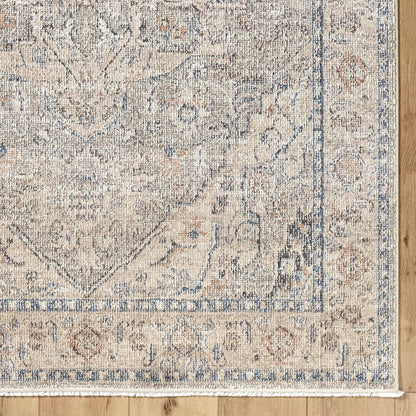 Maria Elena GADA-2300 Rug by Galey Alix x Livabliss in taupe, beige, dark blue, brown. Made from polyester in a unique style.