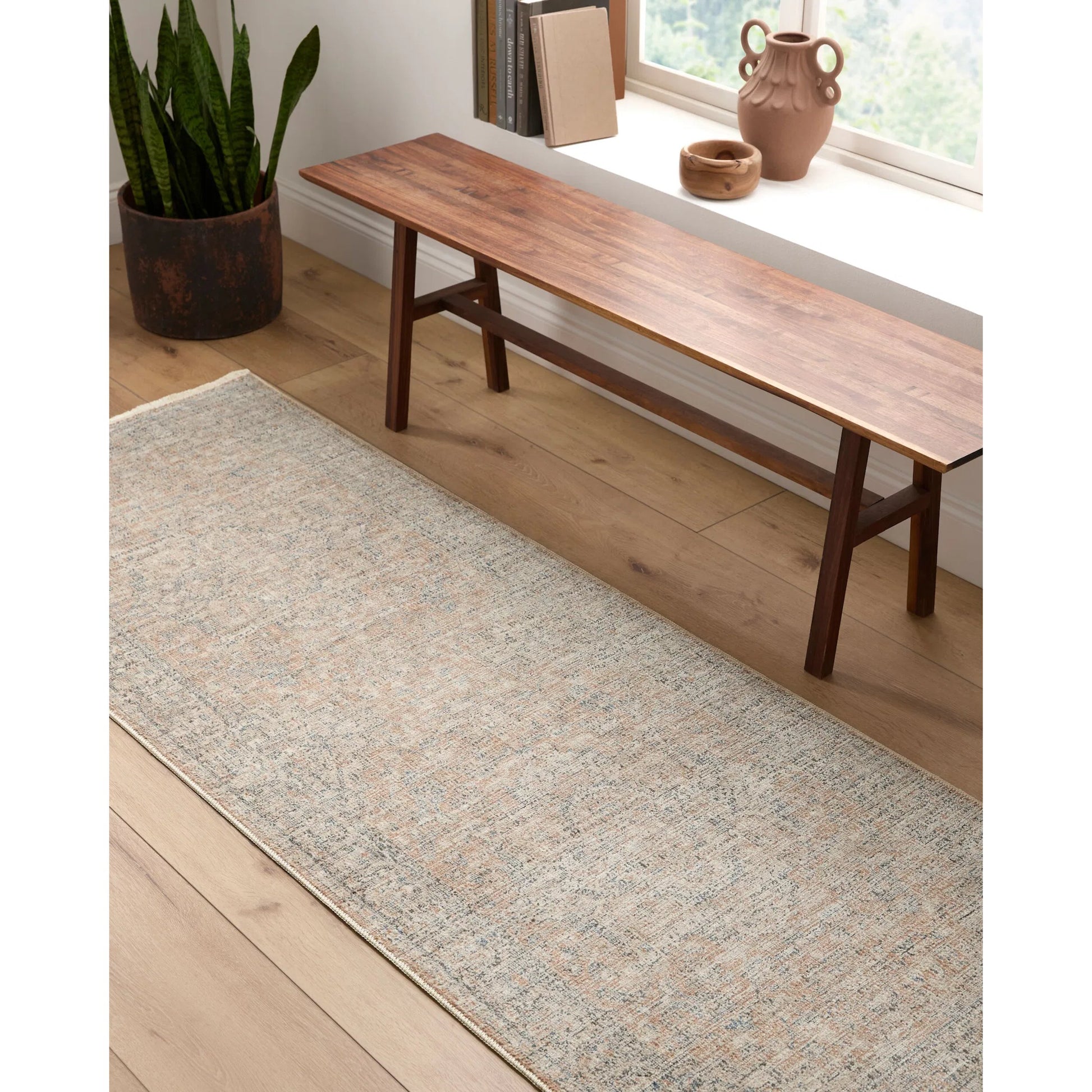 Maria Elena GADA-2302 Rug by Galey Alix x Livabliss in brown, beige, dark brown, dark blue, ivory. Made from polyester in a unique style.