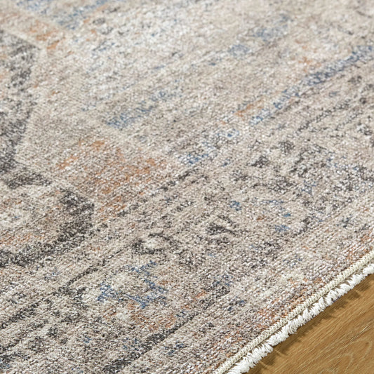 Maria Elena GADA-2303 Rug by Galey Alix x Livabliss in dark brown, oatmeal, brown, dark blue, ivory. Made from polyester in a unique style.
