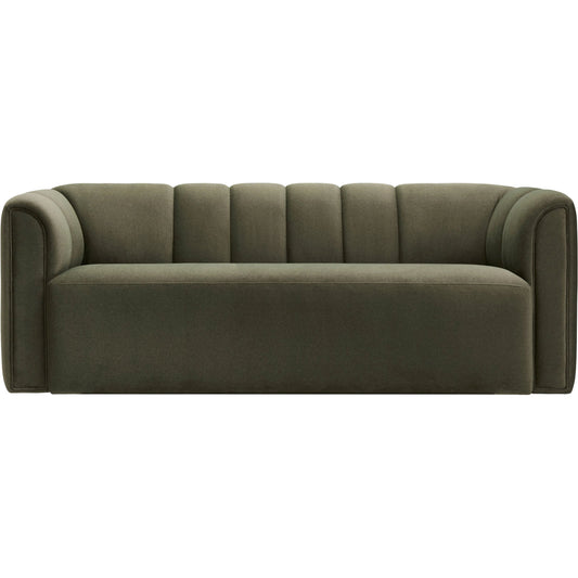 Dale Sofa by Livabliss in upholstery: olive; base: beige and natural. Made from polyester, plywood, polyester wrapped foam in a transitional style.