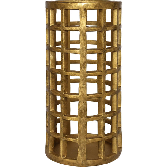 Gage Pillar Candle Holder by Worlds Away in gold. Made from unique in a unique style.