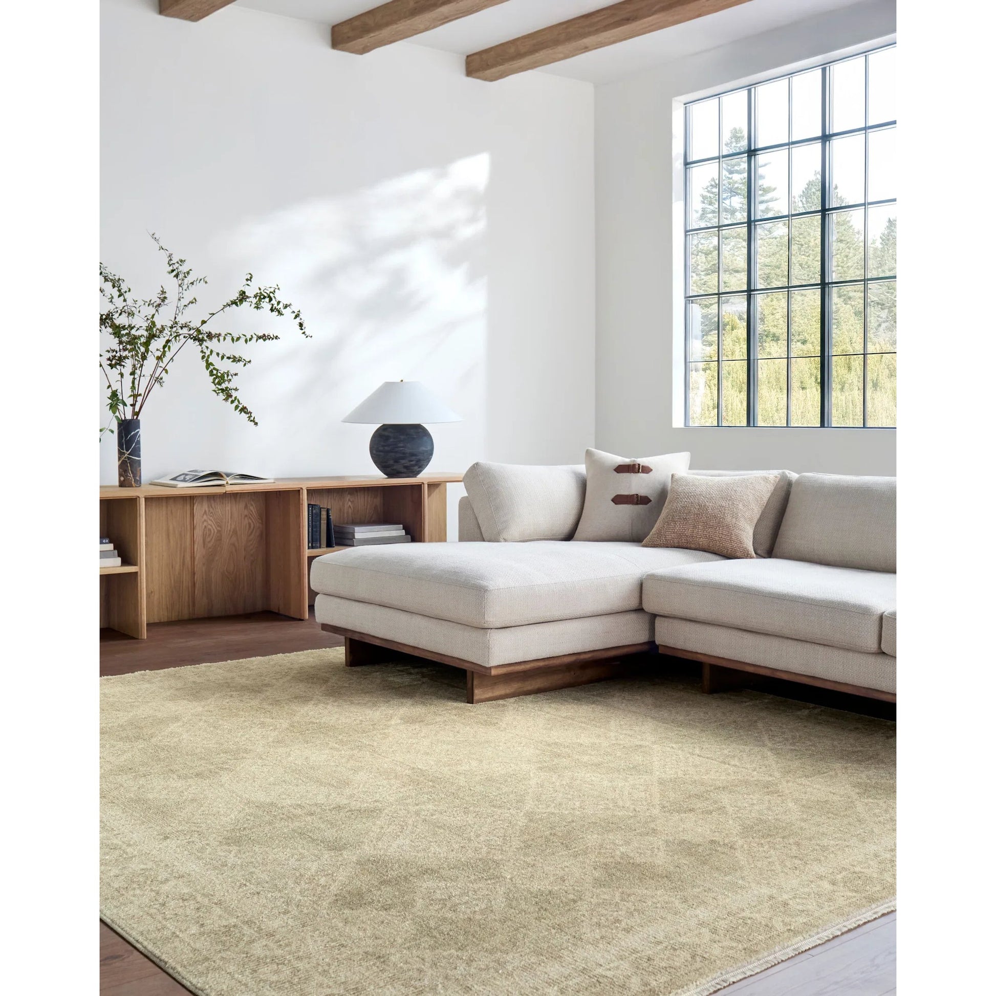 Fetscher GAHU-2303 Rug by Galey Alix x Livabliss in olive, light beige, light brown. Made from polyester in a unique style.