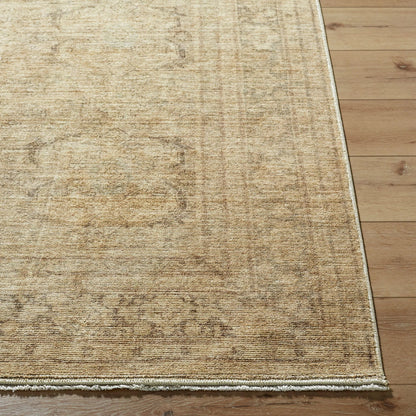 Fetscher GAHU-2304 Rug by Galey Alix x Livabliss in dusty sage, ivory, brown, tan. Made from polyester in a unique style.