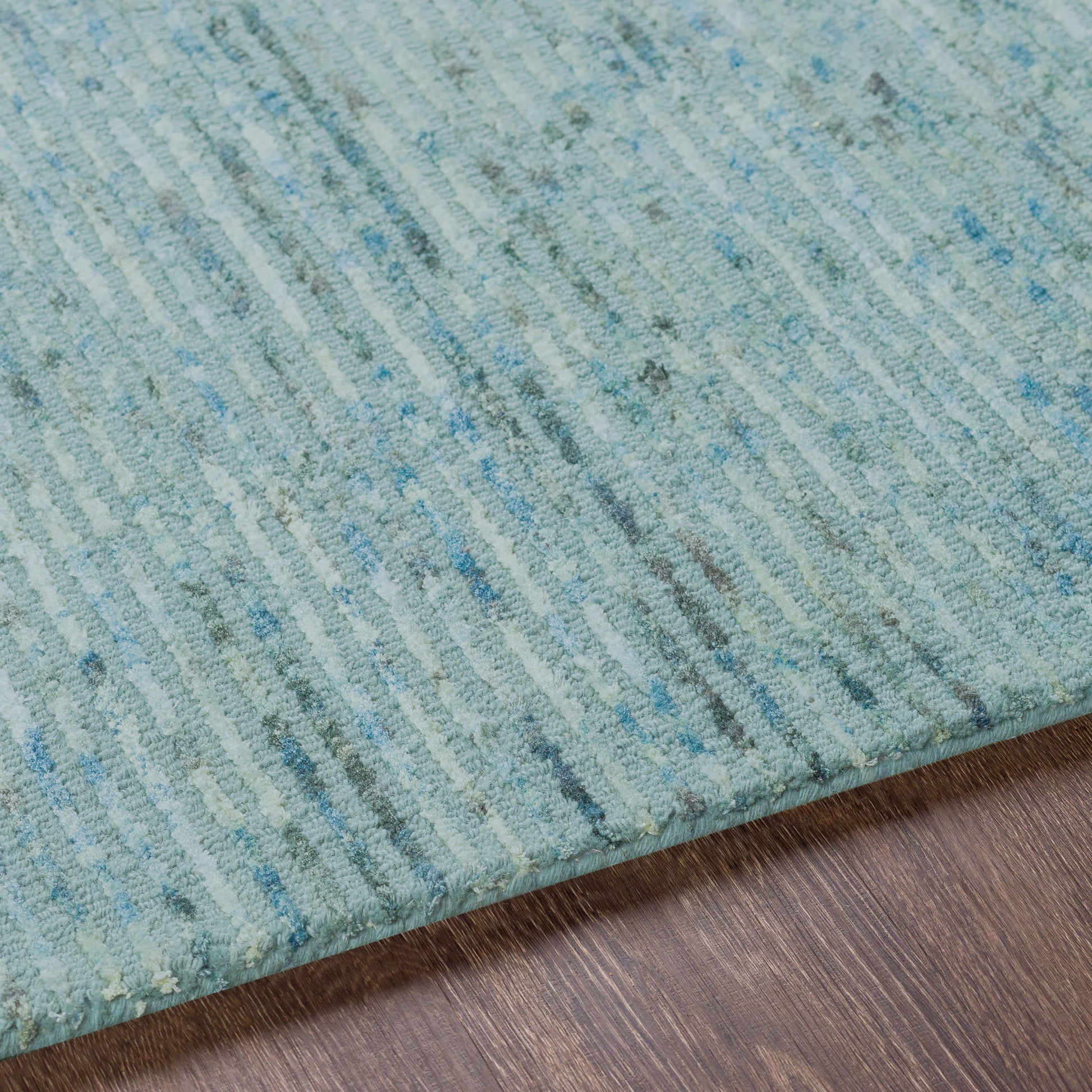 Gaia GAI-1001 Rug by Surya in deep teal, sky blue. Made from 50% viscose, 50% wool in a unique style.