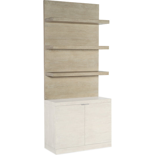 Cascade Bookcase Hutch by Hooker Furniture in terrain. Made from oak veneers in a modern style.