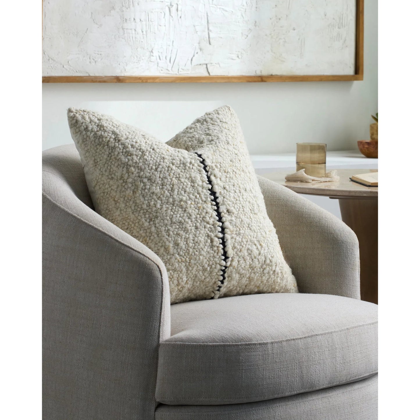 003 SI-2349780,SI-2349781,SI-2349782,SI-2349783,SI-2349784,SI-2349785 | Lifestyle | Larocco Accent Pillow by Galey Alix x Livabliss in ivory, charcoal. Made from wool, cotton in a transitional style.