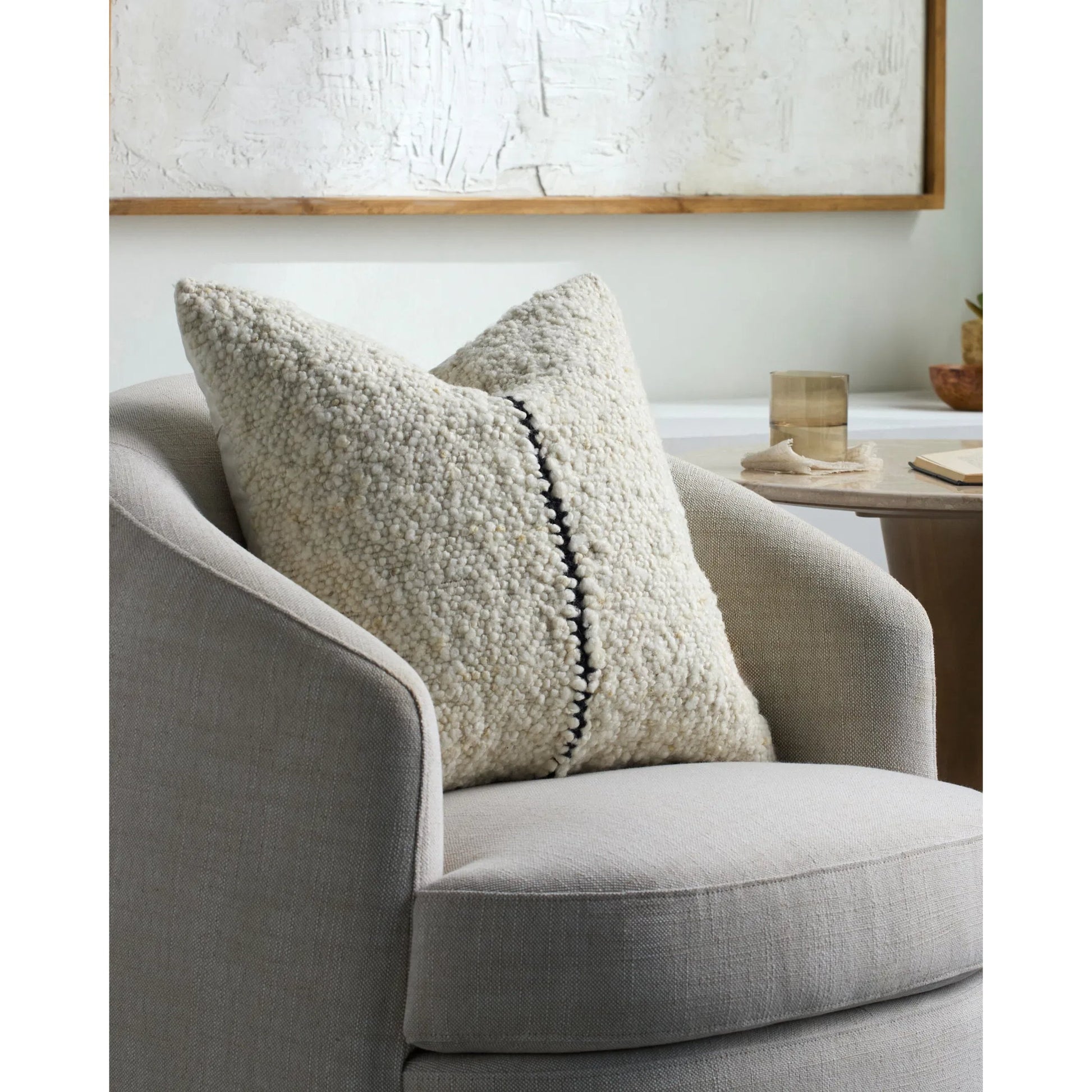 Larocco Accent Pillow by Galey Alix x Livabliss in ivory, charcoal. Made from wool, cotton in a transitional style.