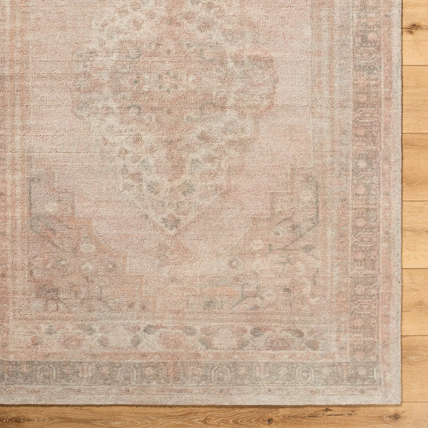 005 SI-2349530,SI-2349531,SI-2349532,SI-2349533 | Closeup | Luciana GALU-2300 Rug by Galey Alix x Livabliss in dusty rose, taupe, sage, antique gold, charcoal. Made from polyester in a unique style.