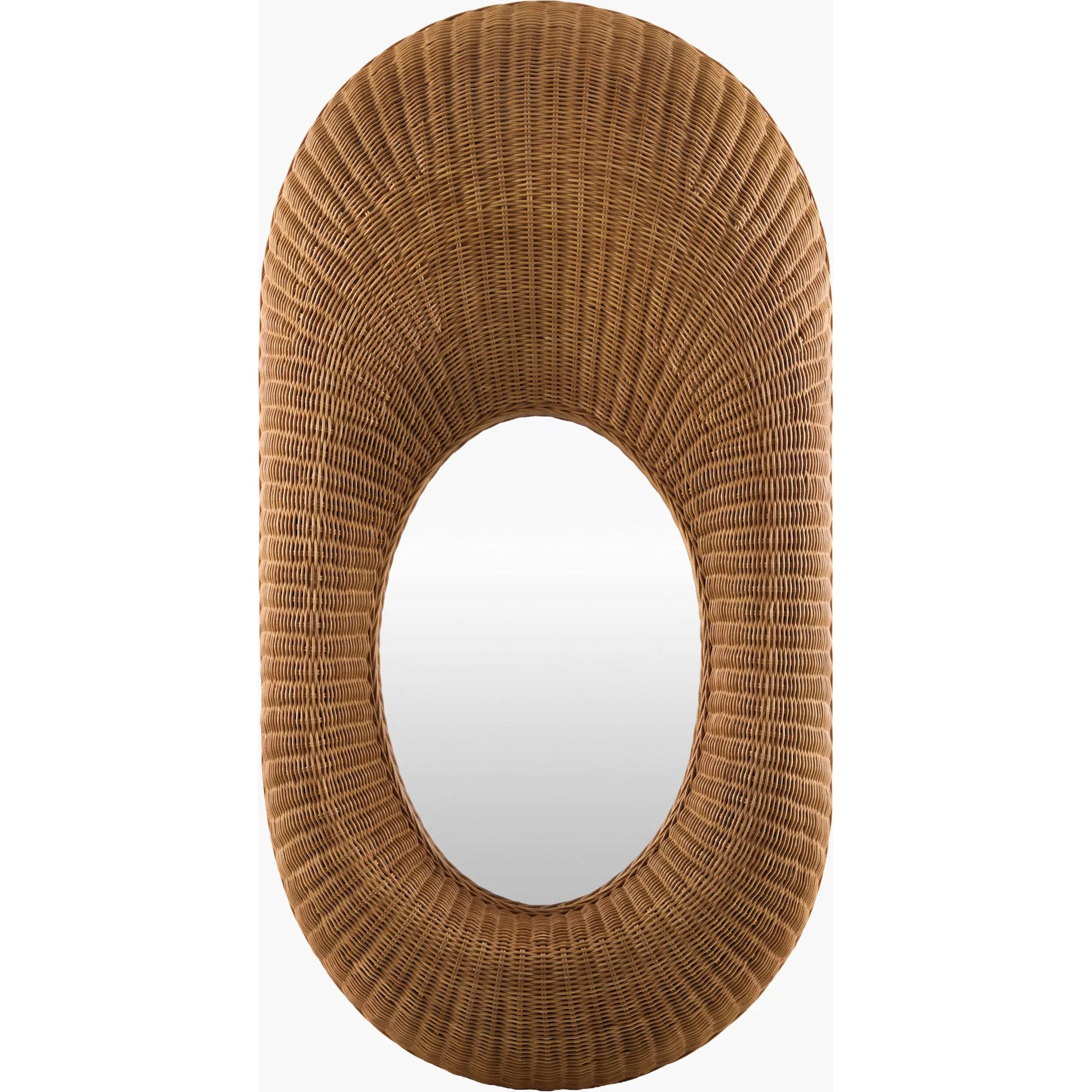Lye Accent Mirror by Galey Alix x Livabliss in brown and lacquered. Made from rattan in a unique style.