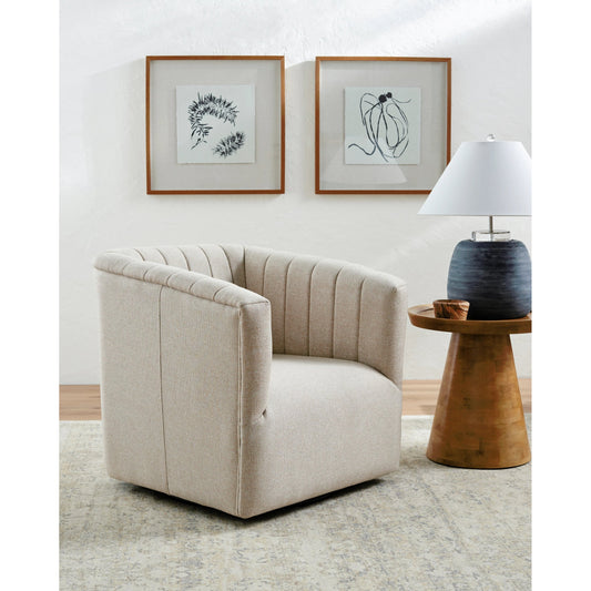 Maggie - 497046 by Surya in cream, wheat and wood finish. Made from upholstery: polyester, base: beech wood, fill: 100% polyurethane foam in a modern style.