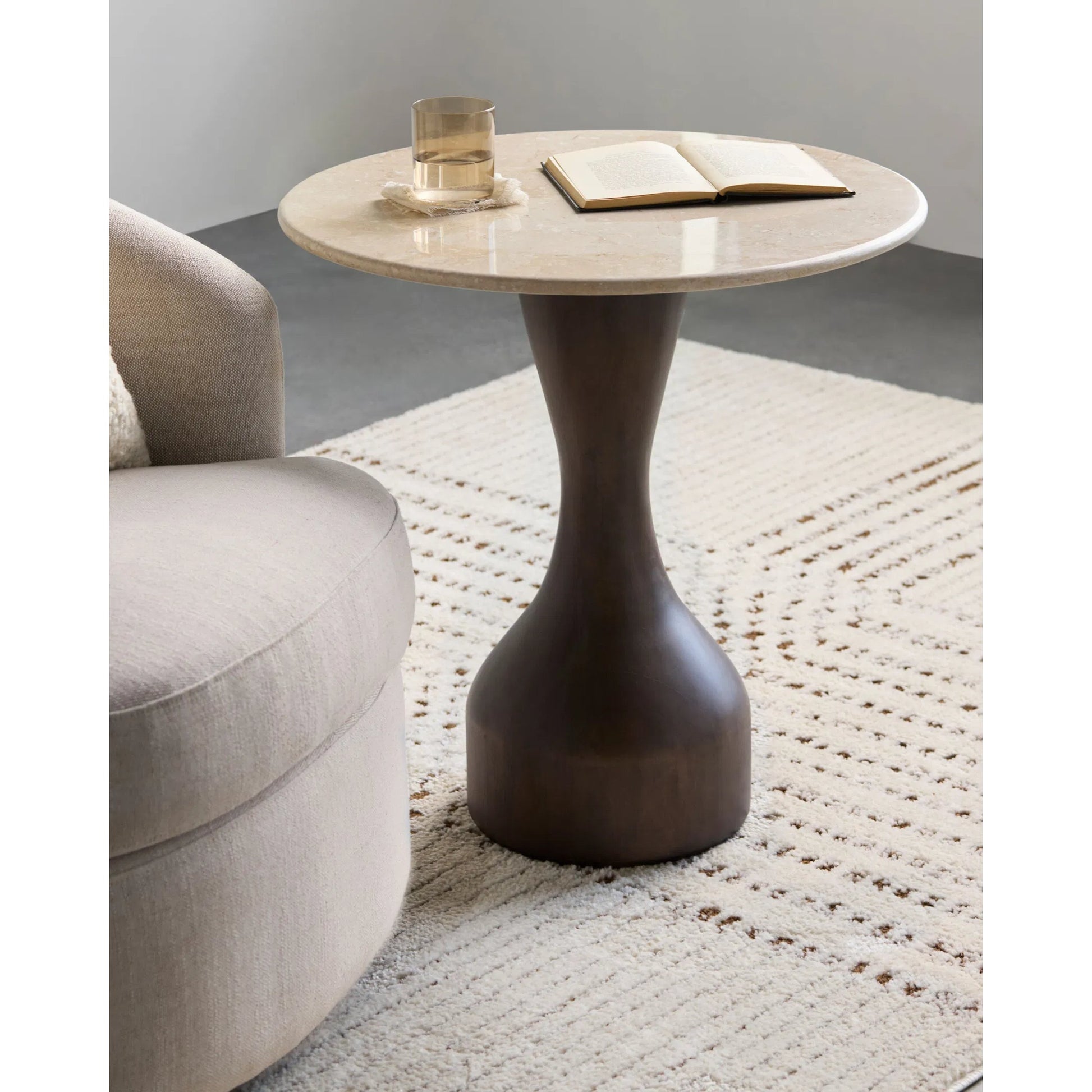 Mila Rose End Table by Galey Alix x Livabliss. Made from marble, mango wood in a unique style.