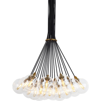 Gambit Multi-Port Chandelier by Tech Lighting in aged brass. Made from glass in a modern style.