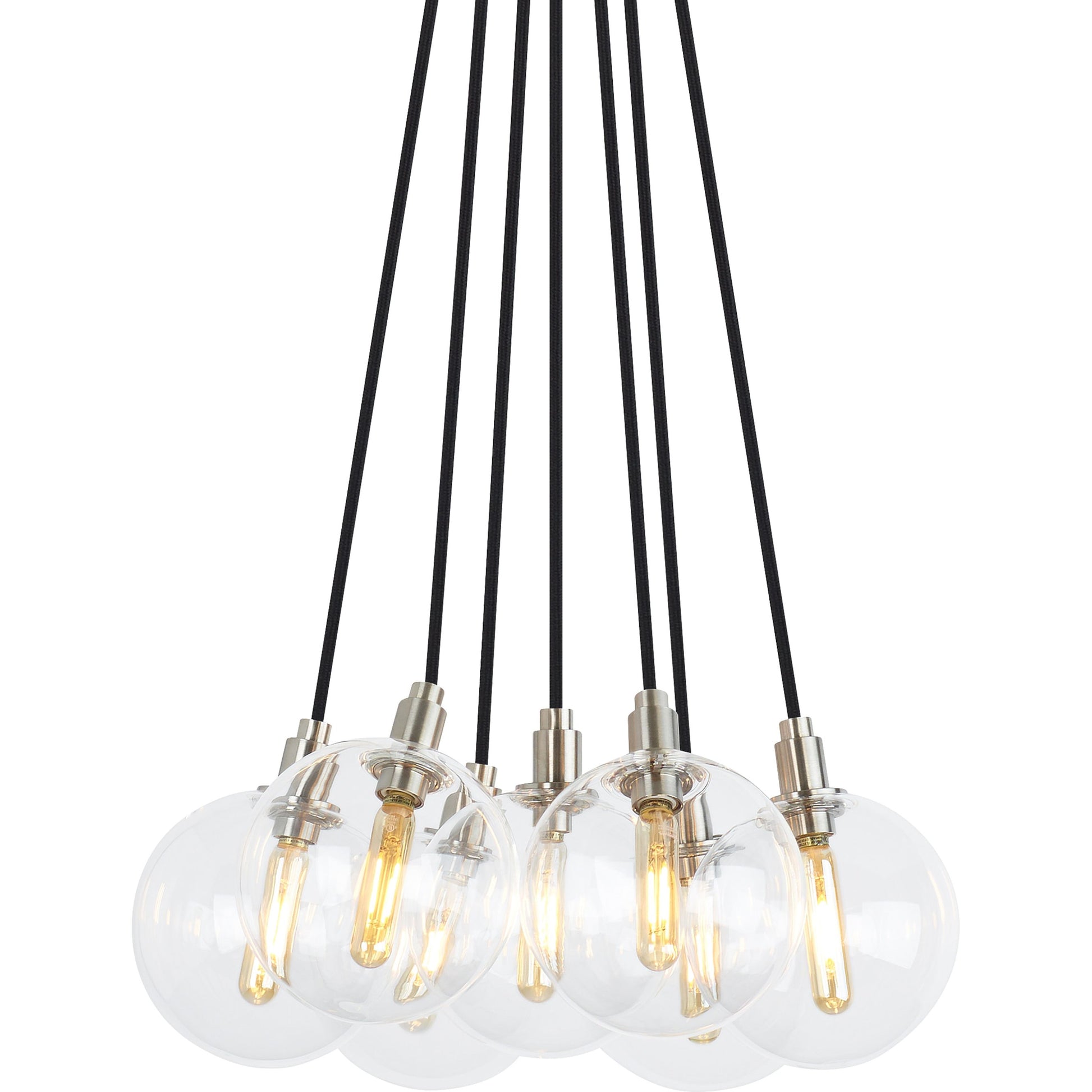 Gambit Multi-Port Chandelier by Tech Lighting in aged brass. Made from glass in a modern style.