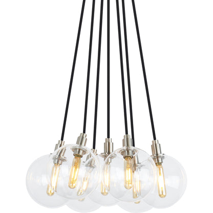 Gambit Multi-Port Chandelier by Tech Lighting in aged brass. Made from glass in a modern style.