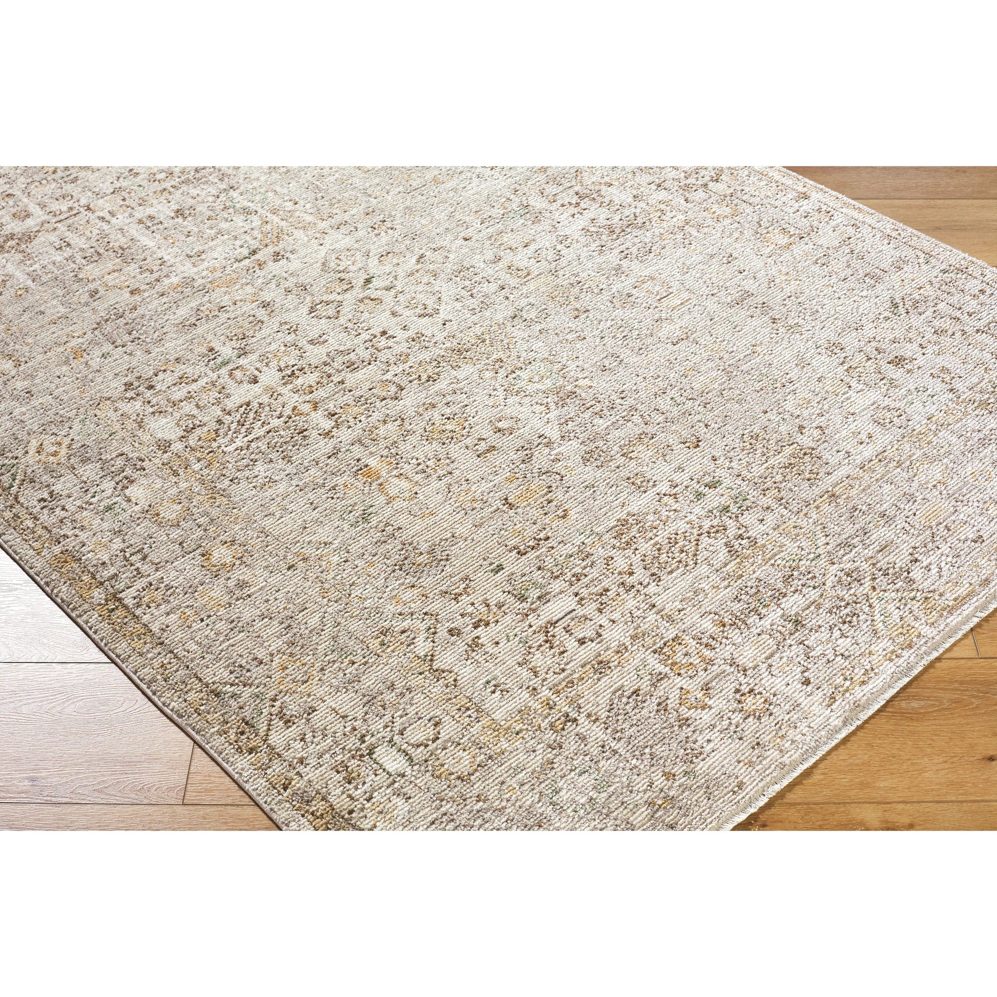 Myrtle Avenue GAMY-2300 Rug by Galey Alix x Livabliss in taupe, medium gray, cream, dark brown, mustard, olive. Made from polypropylene, polyester in a unique style.