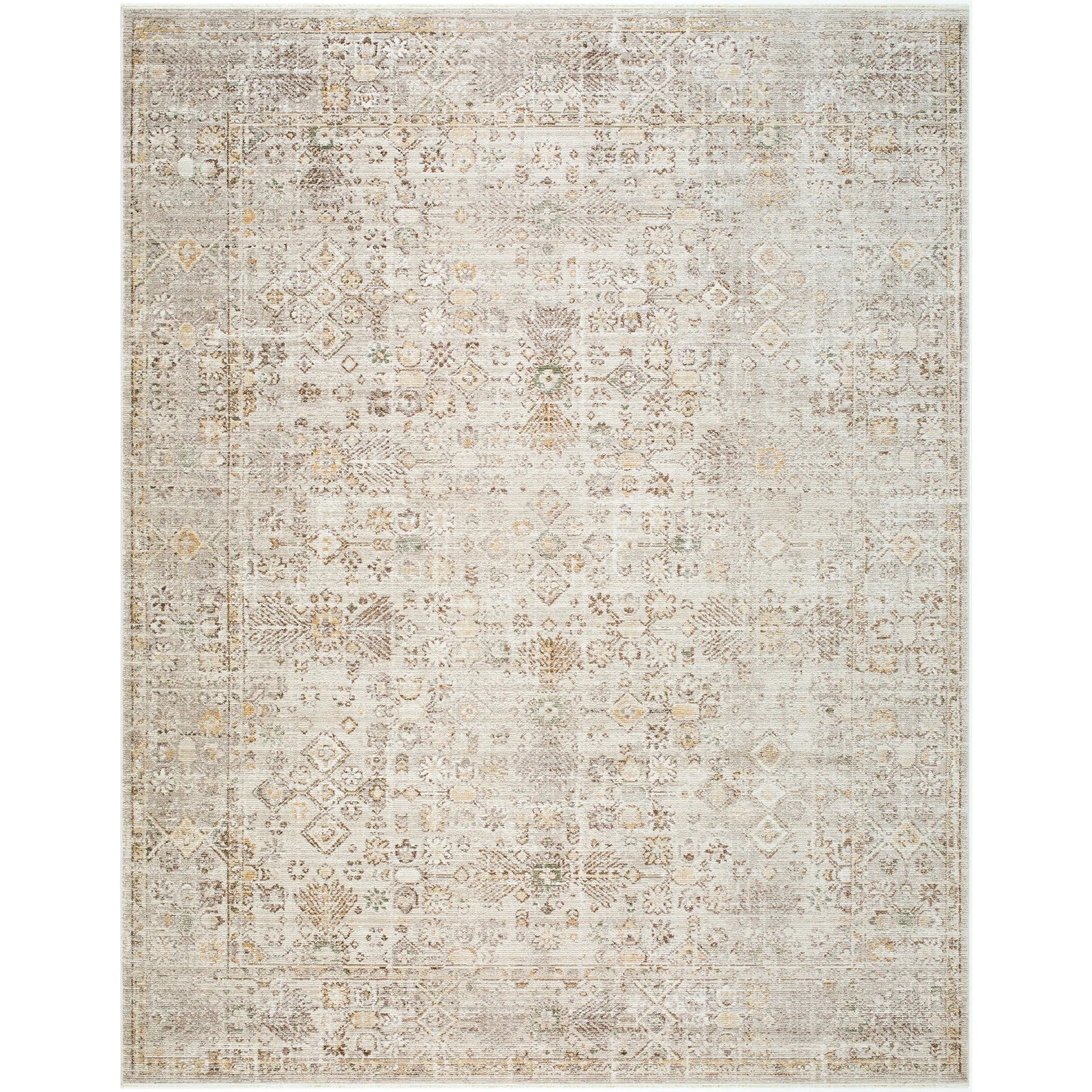 Myrtle Avenue GAMY-2300 Rug by Galey Alix x Livabliss in taupe, medium gray, cream, dark brown, mustard, olive. Made from polypropylene, polyester in a unique style.