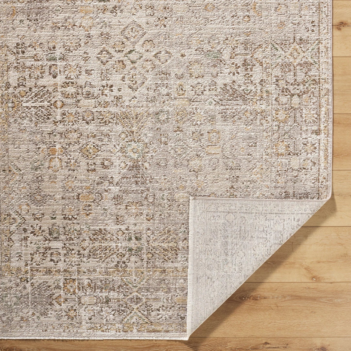 002 SI-2258444,SI-2258445,SI-2258446,SI-2258447 | Closeup | Myrtle Avenue GAMY-2300 Rug by Galey Alix x Livabliss in taupe, medium gray, cream, dark brown, mustard, olive. Made from polypropylene, polyester in a unique style.
