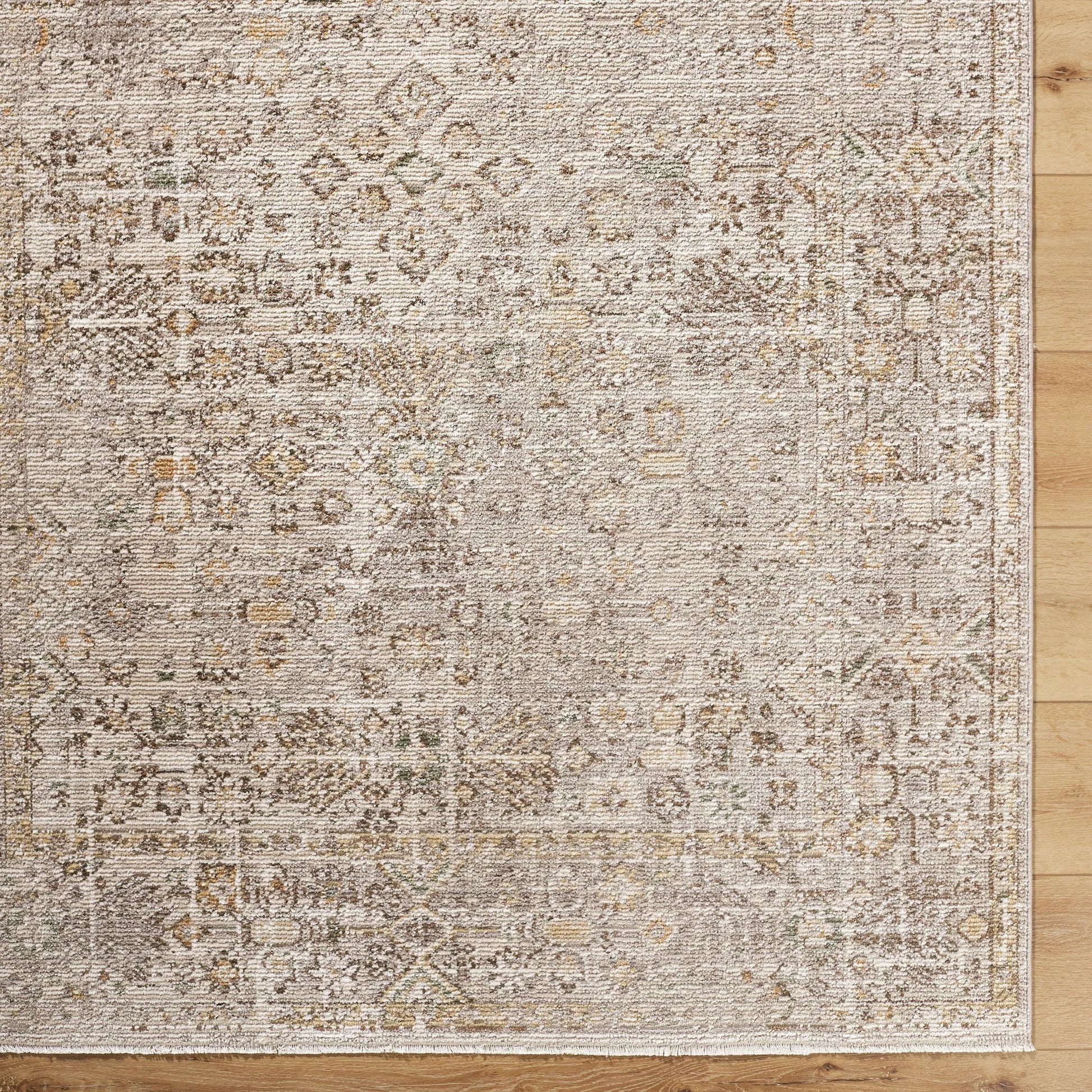 Myrtle Avenue GAMY-2300 Rug by Galey Alix x Livabliss in taupe, medium gray, cream, dark brown, mustard, olive. Made from polypropylene, polyester in a unique style.