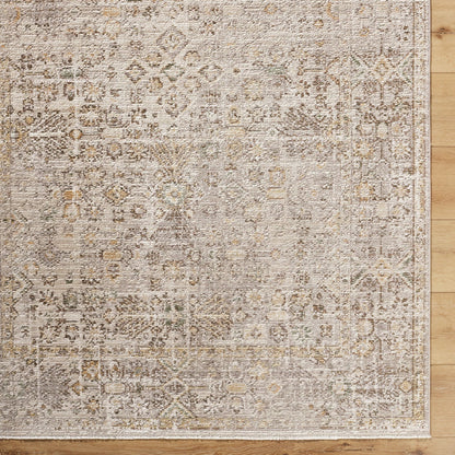 Myrtle Avenue GAMY-2300 Rug by Galey Alix x Livabliss in taupe, medium gray, cream, dark brown, mustard, olive. Made from polypropylene, polyester in a unique style.