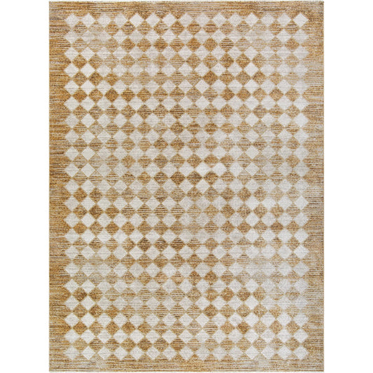 Myrtle Avenue GAMY-2304 Rug by Galey Alix x Livabliss in taupe, mustard, cream, camel, dark brown. Made from polypropylene, polyester in a unique style.