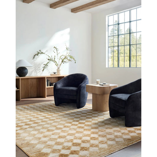 Myrtle Avenue GAMY-2304 Rug by Galey Alix x Livabliss in taupe, mustard, cream, camel, dark brown. Made from polypropylene, polyester in a unique styl