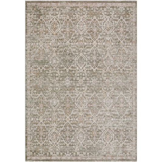 Myrtle Avenue GAMY-2305 Rug by Galey Alix x Livabliss in olive, taupe, medium gray, dark brown, cream, mustard. Made from polypropylene, polyester in a unique style.