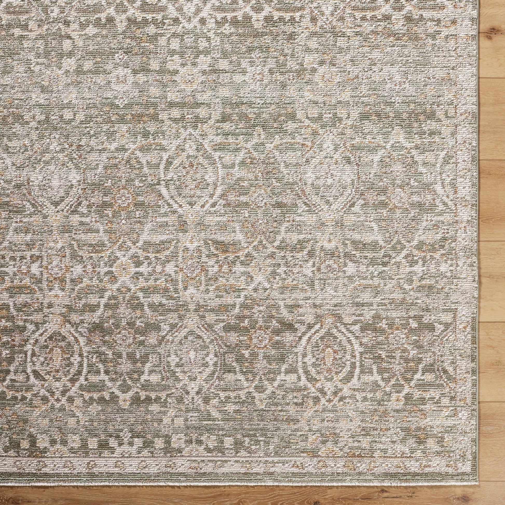 Myrtle Avenue GAMY-2305 Rug by Galey Alix x Livabliss in olive, taupe, medium gray, dark brown, cream, mustard. Made from polypropylene, polyester in a unique style.