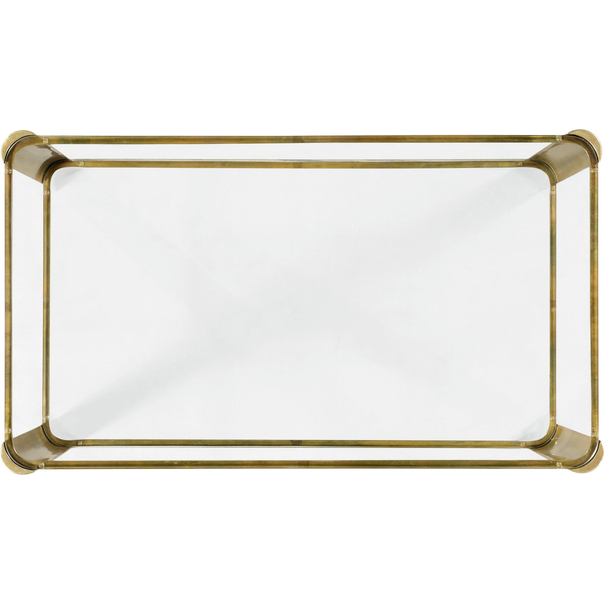 Cosmo Brass & Glass End Table by Jonathan Charles in gold and light antique brass. Made from brass in a transitional style.