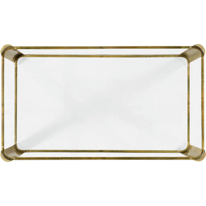 Cosmo Brass & Glass End Table by Jonathan Charles in gold and light antique brass. Made from brass in a transitional style.