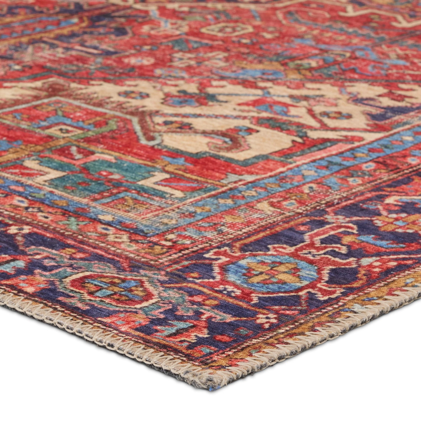003 SI-2015058,SI-2015059,SI-2015060,SI-2015061,SI-2015062,SI-2386128 | Closeup | Garcia GAR01 Rug by Jaipur Living in red, blue. Made from 100% polyester in a unique style.