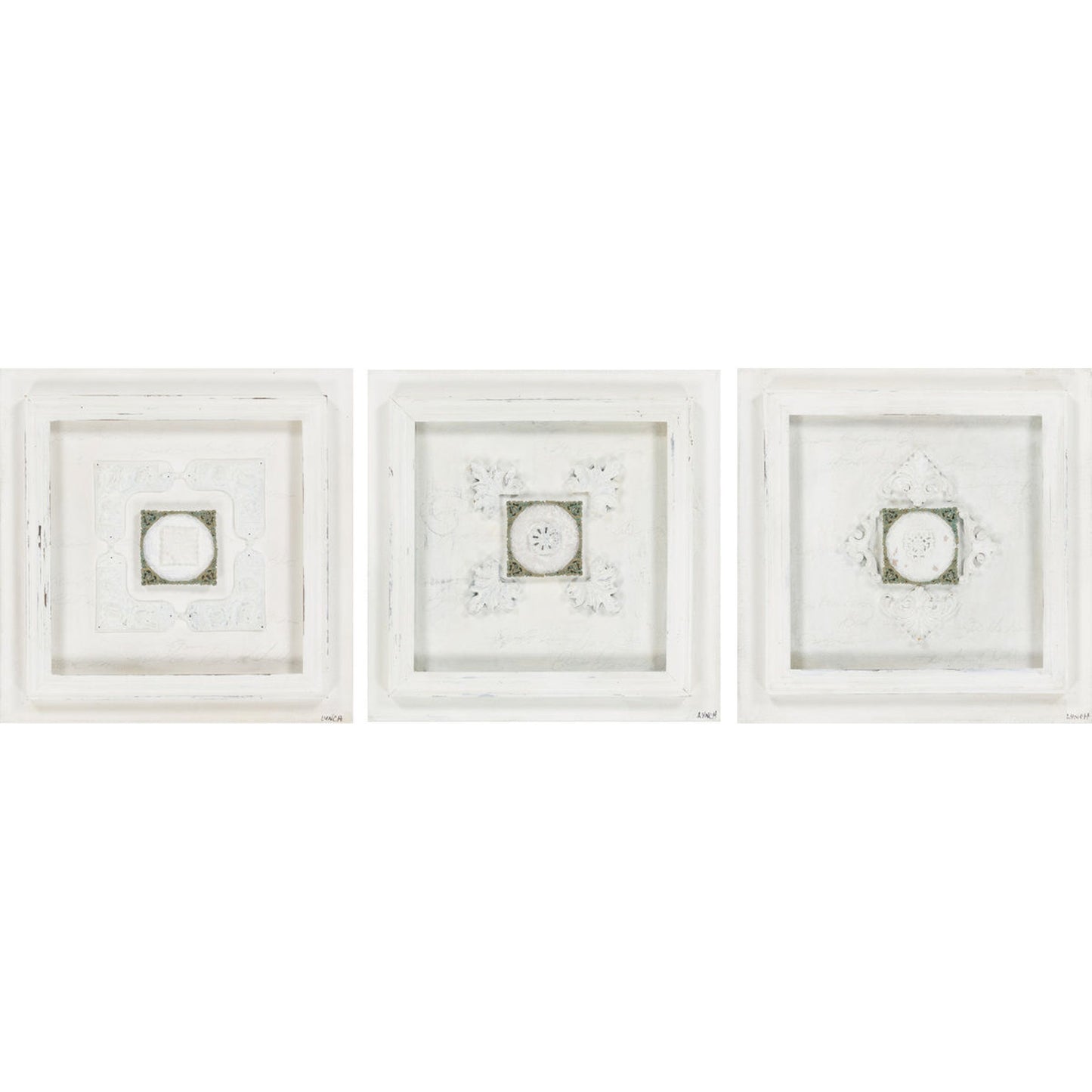 001 O-SURYA-GAR2000-1818 | Primary Silo | Surya Wall Decor Wall Art Piece - 16675 (Set of 3) by Surya in cream. Made from canvas, oil paint in a modern style.