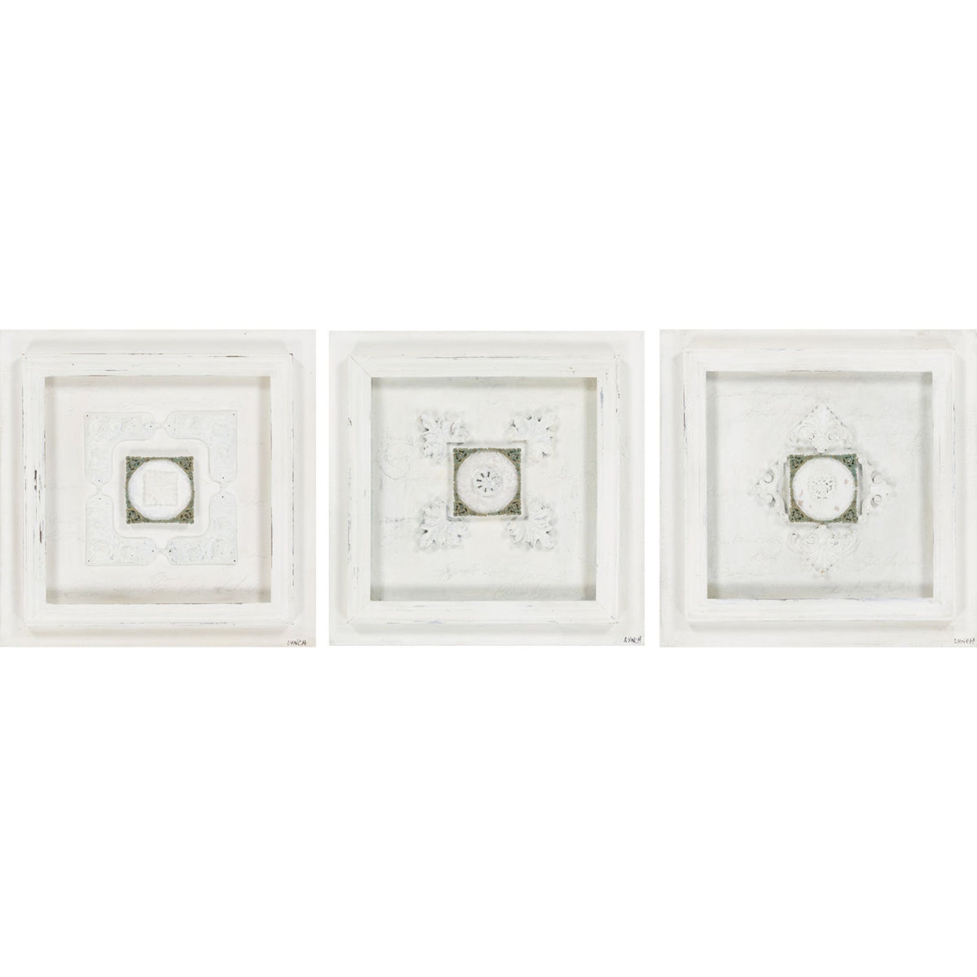 Surya Wall Decor Wall Art Piece - 16675 (Set of 3) by Surya in cream. Made from canvas, oil paint in a modern style.