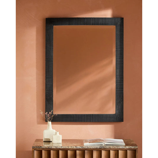 Gareth Accent Mirror by Surya in black. Made from mango wood in a unique style.