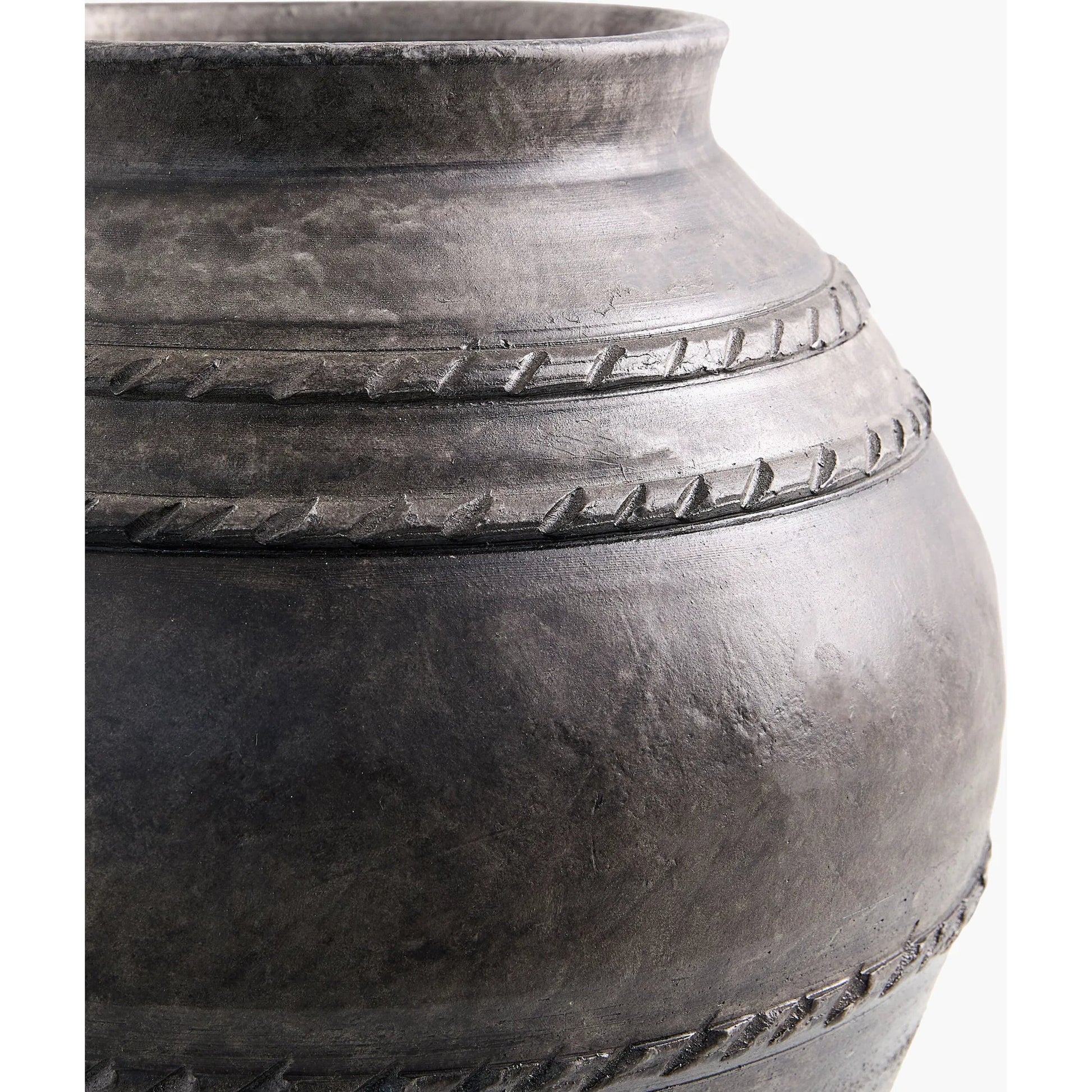 Stevi Vase by Galey Alix x Livabliss in gray and glazed. Made from ceramic in a traditional style.