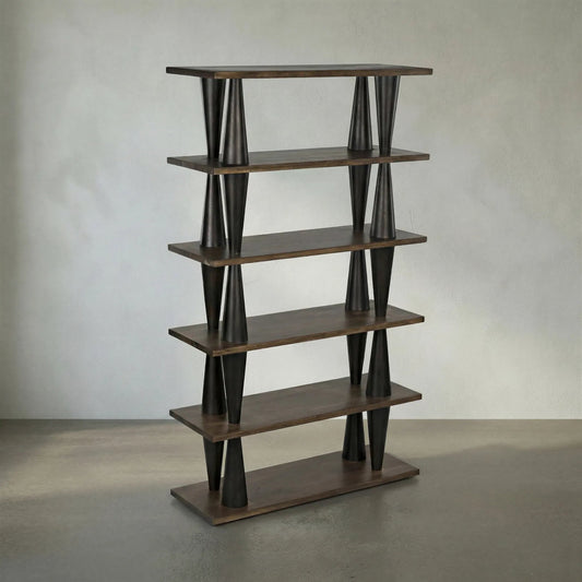 Mood Bookcase by Noir in dark walnut, ebony walnut. Made from walnut in a eclectic & global style.