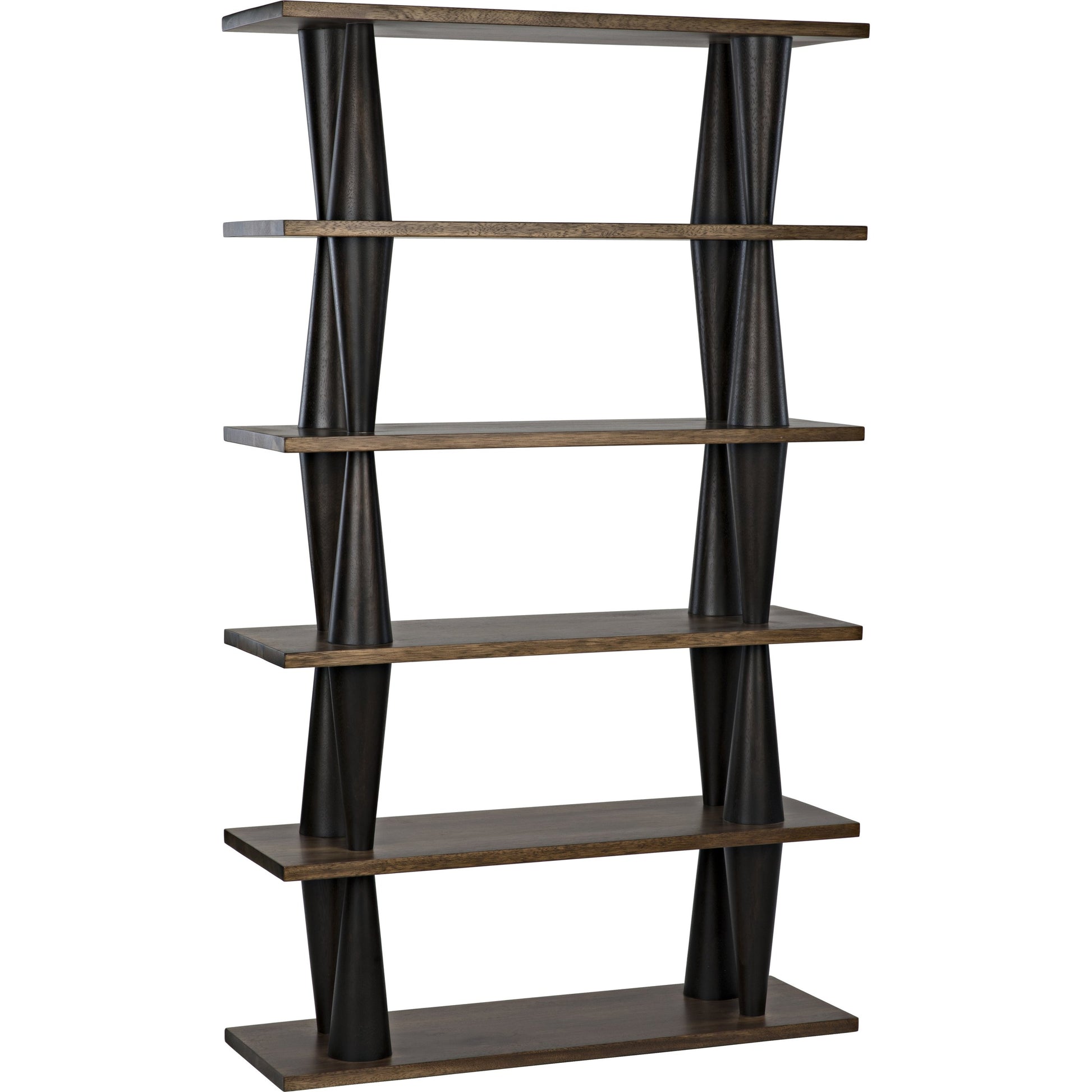 Mood Bookcase by Noir in dark walnut, ebony walnut. Made from walnut in a eclectic & global style.